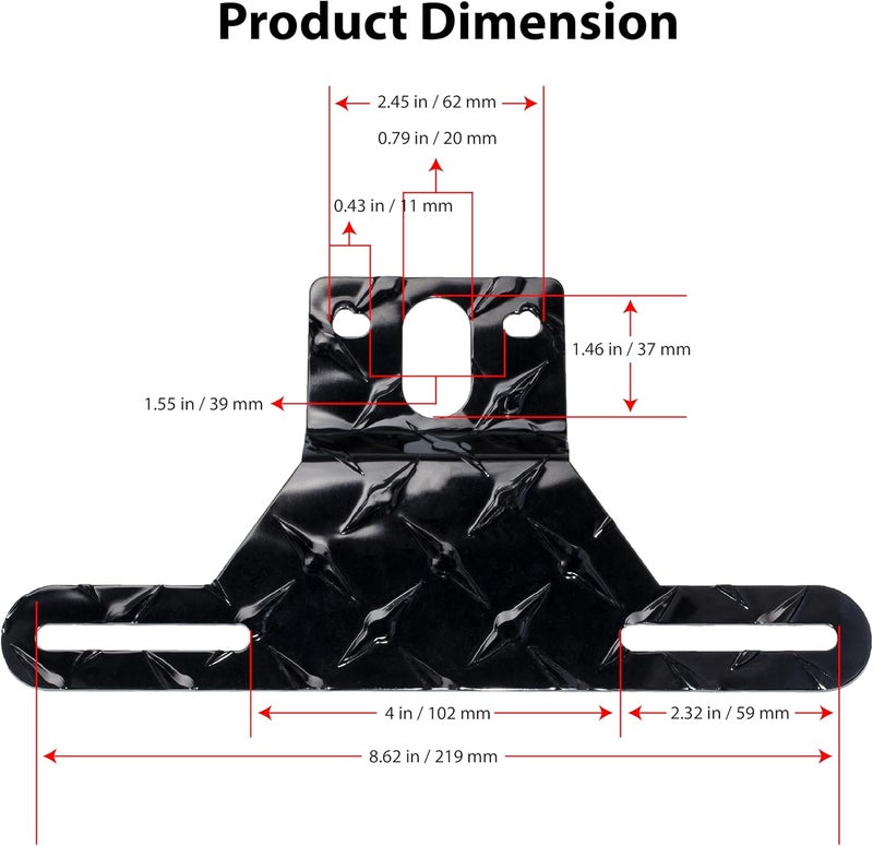 BFXM Universal Trailer License Plate Bracket Frame, License Plate Holder, Trailer Mount Plate Frame, License Plate Bracket for RV, Boat, Trailer Licence Tag Holder (Black) - Image 2
